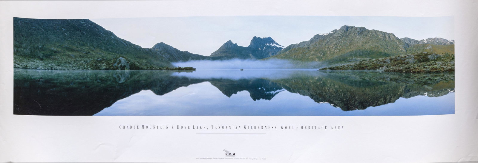 Geoffrey Lea, Cradle Mountain and Dove Lake, Tasmania, Poster: Artist: Geoffrey Lea, Australian Title: Cradle Mountain and Dove Lake, Tasmania Medium: Poster Size: 14 x 38.5 in. (35.56 x 97.79 cm)