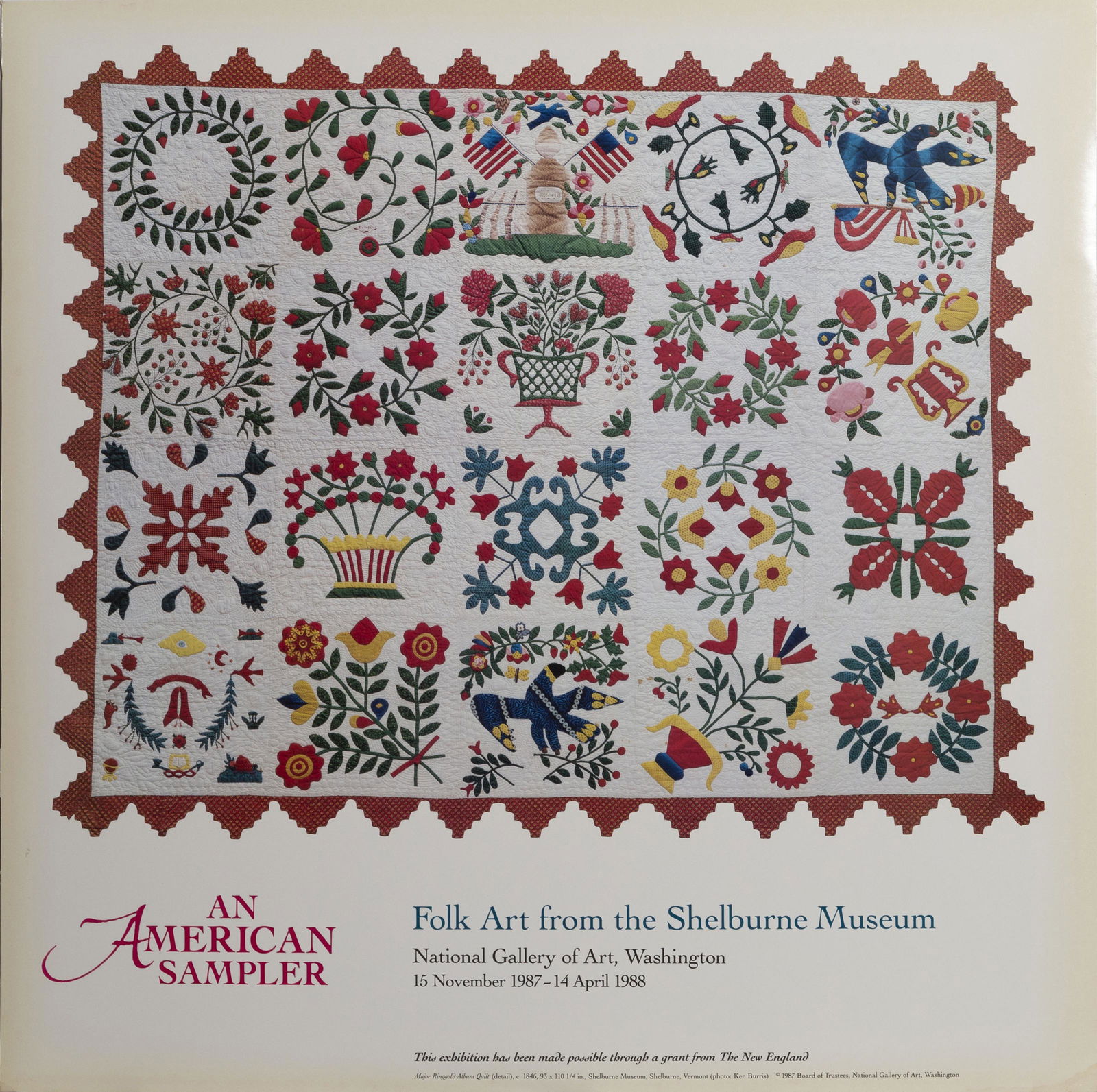 Unknown Artist - Poster, Folk Art from the Shelburne Museum - Major Ringgold Album Quilt, Poster on (1 of 1)