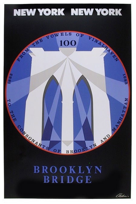 Robert Indiana, Brooklyn Bridge, Poster: Artist: Robert Indiana, American (1928 - ) Title: Brooklyn Bridge Year: 1983 Medium: Poster Size: 36 in. x 24 in. (91.44 cm x 60.96 cm)