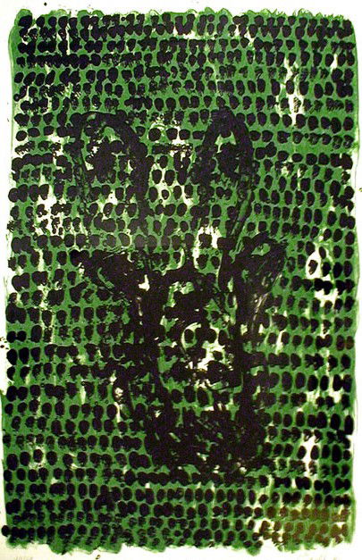 Georg Baselitz, Grunes Tuch (Green Cloth), Lithogr: Artist: Georg Baselitz, German (1938 - ) Title: Grunes Tuch (Green Cloth) from Carnegie Hall 100th Anniversary Portfolio Year: 1990 Medium: Lithograph, signed and numbered in pencil Edition: 60 Size:
