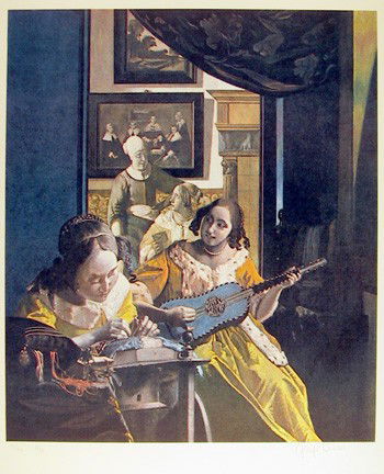 George Deem, Primary Vermeer, Lithograph: Artist: George Deem, American (1932 - 2008) Title: Primary Vermeer Medium: Lithograph, signed and numbered in pencil Edition: 300 Size: 25.5 in. x 20.75 in. (64.77 cm x 52.71 cm)