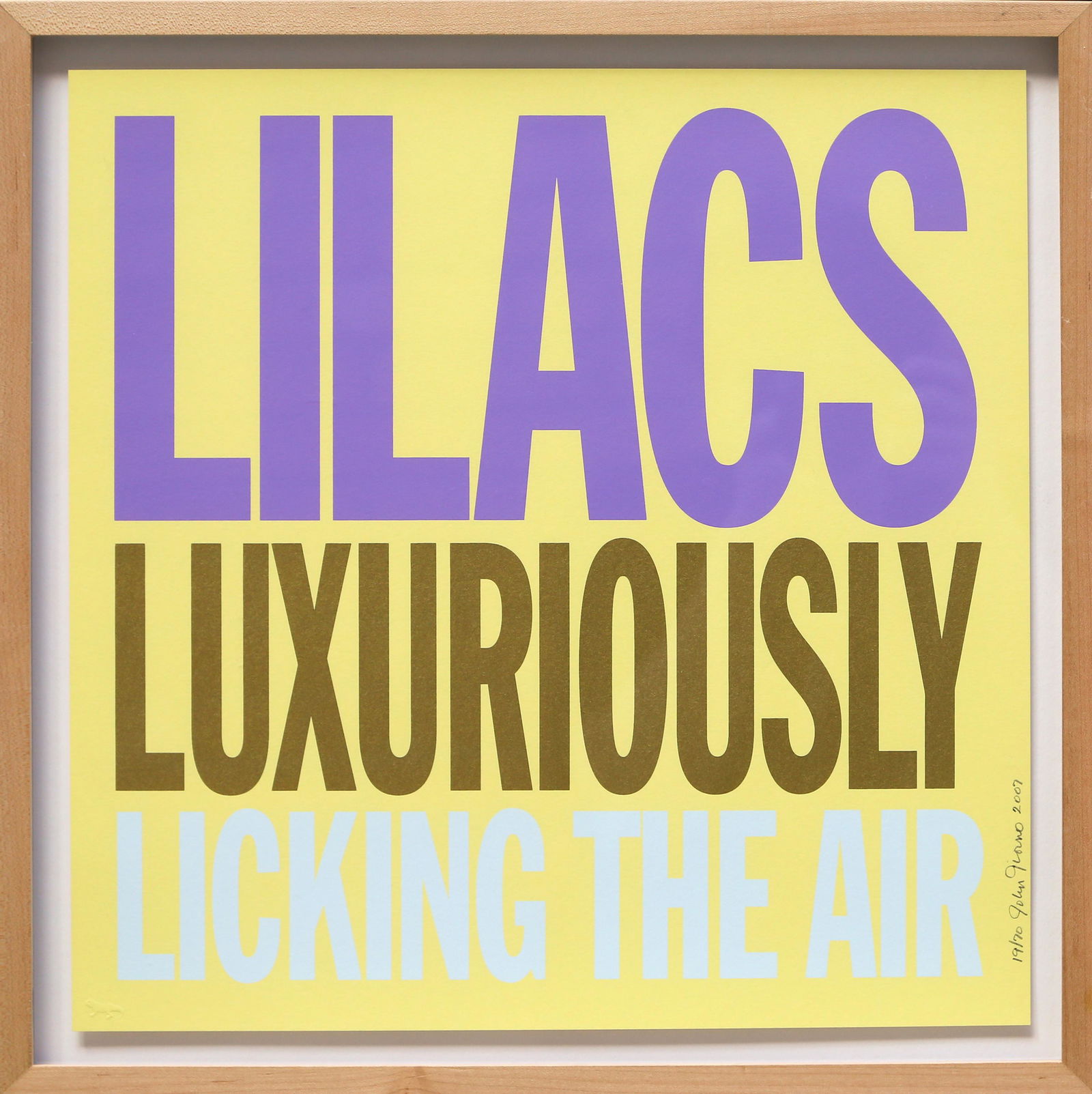 John Giorno, Lilacs Luxuriously Licking the Air, Screenprint (1 of 1)