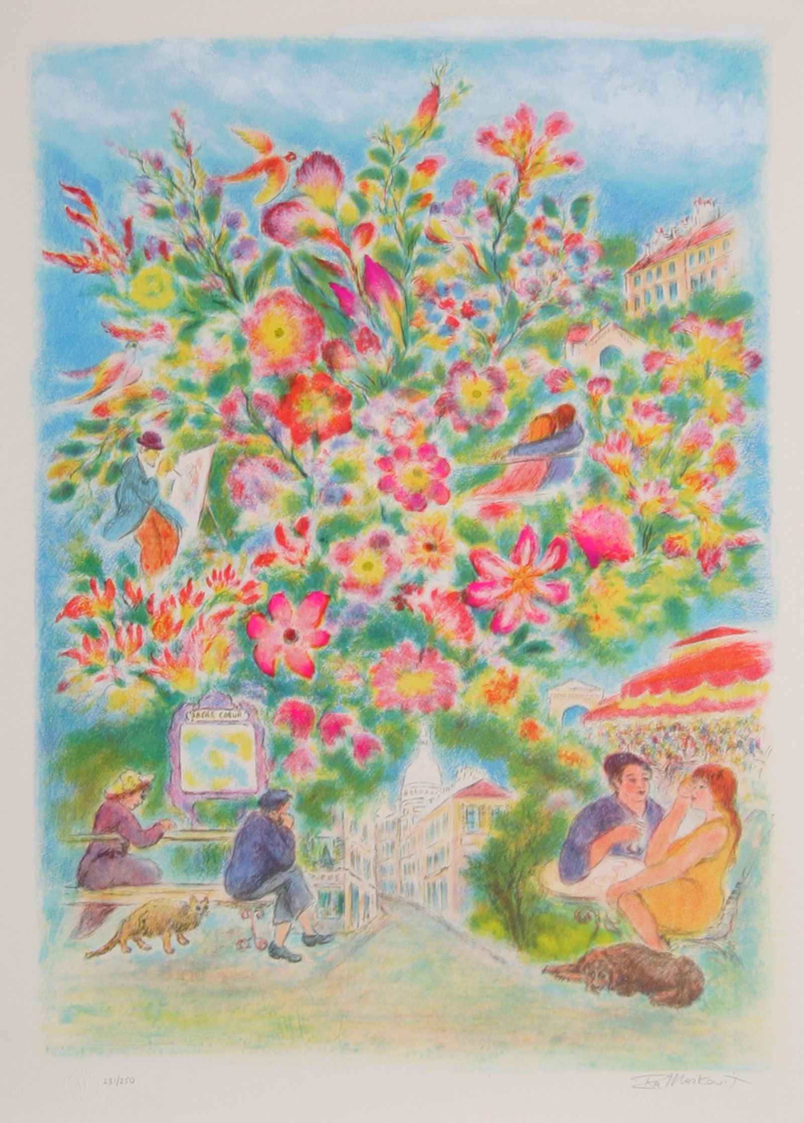 Ira Moskowitz, Sacre Couer, Lithograph: Artist: Ira Moskowitz, Polish/American (1912 - 2001) Title: Sacre Couer Year: circa 1979 Medium: Lithograph, signed and numbered in pencil Edition: 250 Image Size: Size: 33 in. x 24 in. (83.82 cm x 60