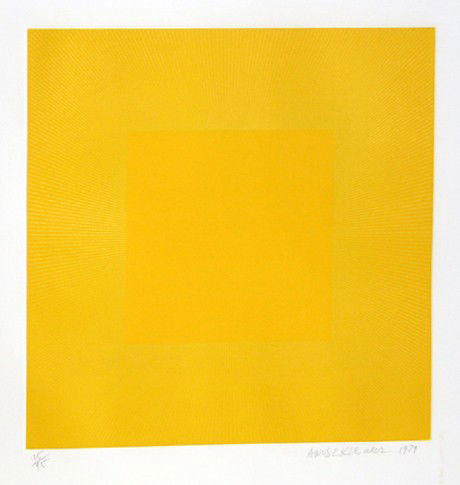 Richard Anuszkiewicz, Op-Art Intaglio Aquatint Etch: Artist: Richard Anuszkiewicz, American (1930 - ) Title: Spring Suite (Yellow with Yellow) Year: 1979 Medium: Intaglio Etching with Aquatint on Somerset, signed and numbered in pencil Edition: 95 Image