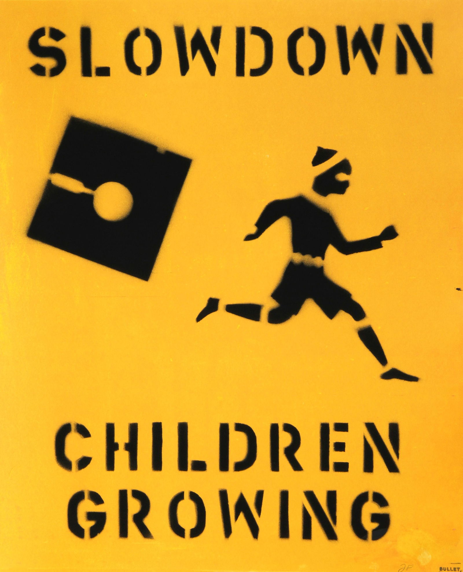 John Fekner, Slowdown Children Growing from Bullet Space, Your House is Mine, Screenprint (1 of 2)