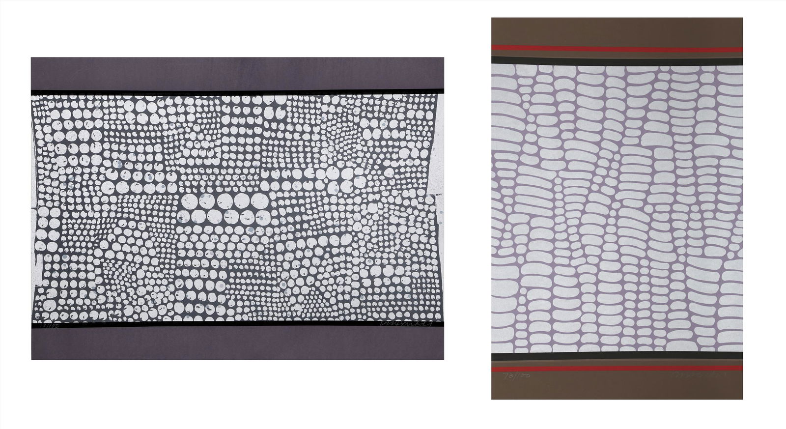 Paul Maxwell, Untitled, Set of Two Screenprints: Artist: Paul Maxwell, American (1925 - 2015) Title: Untitled 1 and 5 Year: circa 1978 Medium: Set of Two Screenprints, signed and numbered in pencil Edition: 100 Size: 39.5 x 26 in. (100.33 x 66.04 cm