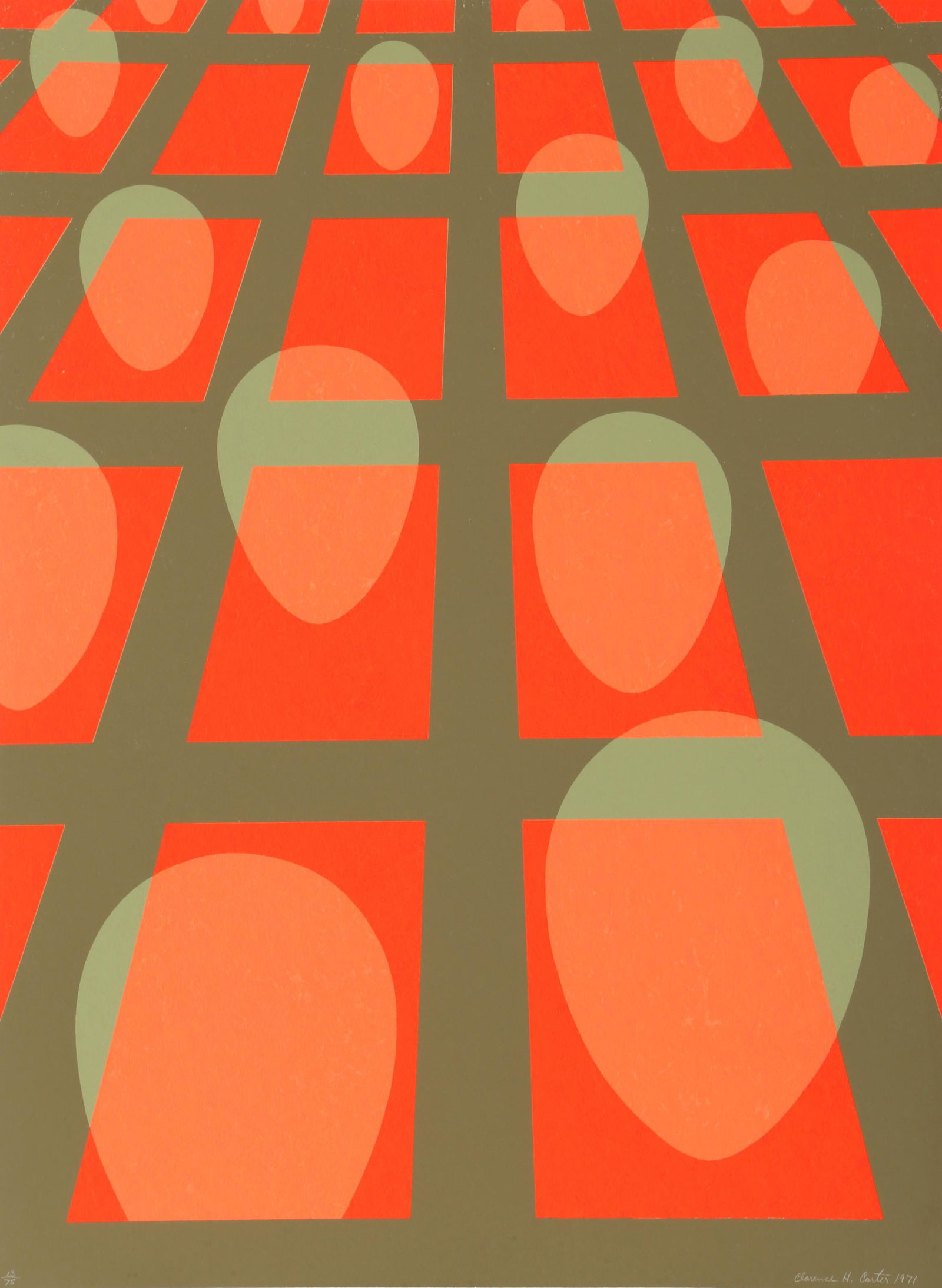 Clarence Holbrook Carter, Faces in Grid (Red), Screenprint (1 of 1)