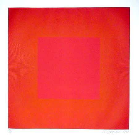 Richard Anuszkiewicz, Red with Gold, Op-Art Etching: Artist: Richard Anuszkiewicz, American (1930 - ) Title: Summer Suite (Red with Gold) Year: 1979 Medium: Intaglio Etching and Aquatint on Somerset, Signed and numbered in pencil Edition: 95 Image Size: