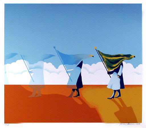 Jack Brusca, Heroes, Serigraph: Artist: Jack Brusca, American (1939 - 1993) Title: Heroes Year: 1978 Medium: Serigraph, signed and numbered in pencil Edition: 200 Size: 26 in. x 30 in. (66.04 cm x 76.2 cm)