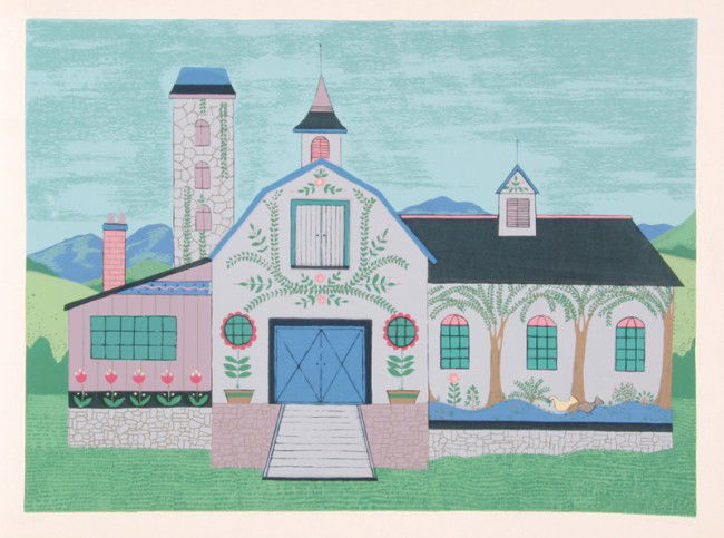 Jack Hofflander, Pennsylvania Dutch, Serigraph: Artist: Jack Hofflander, American (1920 - 2003) Title: Pennsylvania Dutch Year: 1980 Medium: Serigraph, signed and numbered in pencil Edition: 250, AP 30 Size: 26 in. x 34 in. (66.04 cm x 86.36 cm)