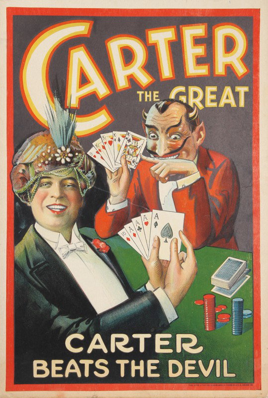 Carter the Great: Carter beats the Devil, Lithogra: Artist: Poster Title: Carter the Great: Carter beats the Devil Year: circa 1920 Medium: Lithograph Poster Size: 22 in. x 14 in. (55.88 cm x 35.56 cm)