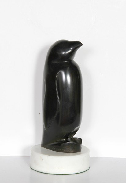 Gloria Spevacek, Penguin, Bronze Sculpture: Artist: Gloria Spevacek, American Title: Penguin Year: 1996 Medium: Bronze Sculpture, Signature and number inscribed Edition: 2/6 Size: 13 in. x 3 in. x 5 in. (33.02 cm x 7.62 cm x 12.7 cm) Frame Size