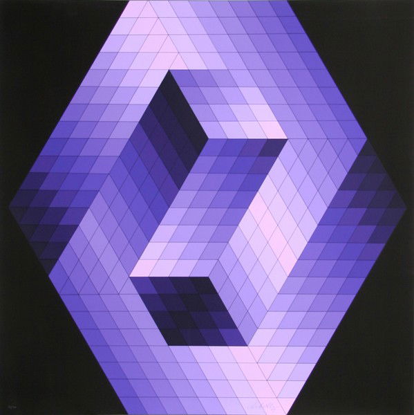 Victor Vasarely, Gestalt 3, Serigraph: Artist: Victor Vasarely, Hungarian (1908 - 1997) Title: Gestalt 3 Year: 1970 Medium: Serigraph on Schoeller Parole Cardboard, signed and numbered in ink Edition: 34/200 Size: 31.5 in. x 31.5 in. (80.0