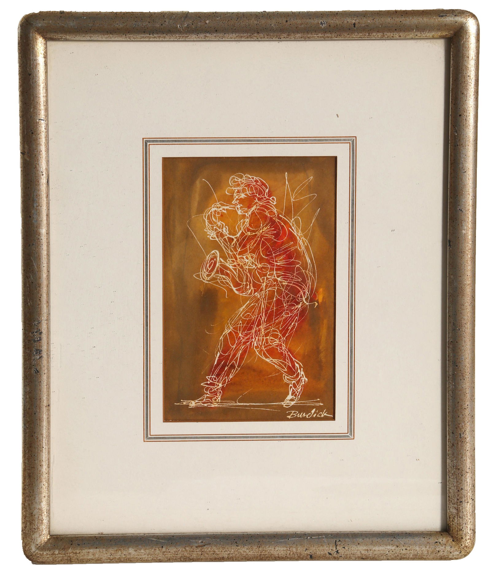 Charles Burdick, Saxophone Player, Ink and watercolor (1 of 1)