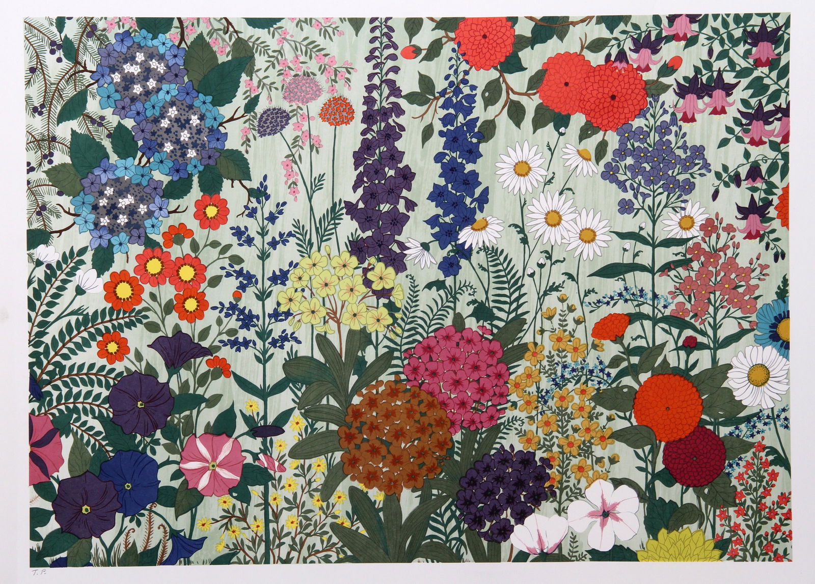 Jack Hofflander, Flowers, Screenprint: Artist: Jack Hofflander, American (1920 - 2003) Title: Flowers Medium: Screenprint, numbered in pencil Edition: TP Image Size: 18.5 x 26 inches Size: 21 x 28 in. (53.34 x 71.12 cm) Jack Hofflander's p
