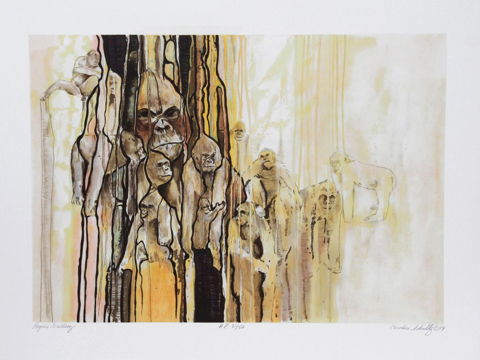 Caroline Schultz, Rogues Gallery (Apes), Lithograph (1 of 1)