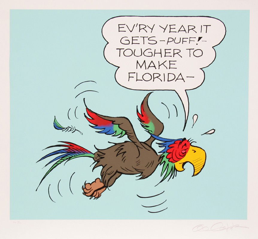 Al Capp, Florida, Serigraph: Artist: Al Capp, American (1909 - 1979) Title: Florida Year: c. 1976 Medium: Serigraph, signed and numbered in pencil Edition: EA 30 Size: 31.5 in. x 33 in. (80.01 cm x 83.82 cm)