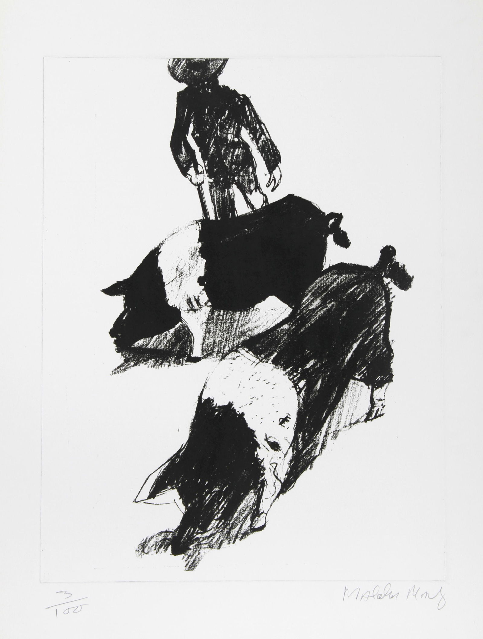 Malcolm Morley, Pigs, Etching: Artist: Malcolm Morley, British (1931 - 2018) Title: Pigs Year: circa 1980 Medium: Etching, signed and numbered in pencil Edition: 100 Image Size: 23 x 18 inches Size: 30 in. x 22 in. (76.2 cm x 55.88