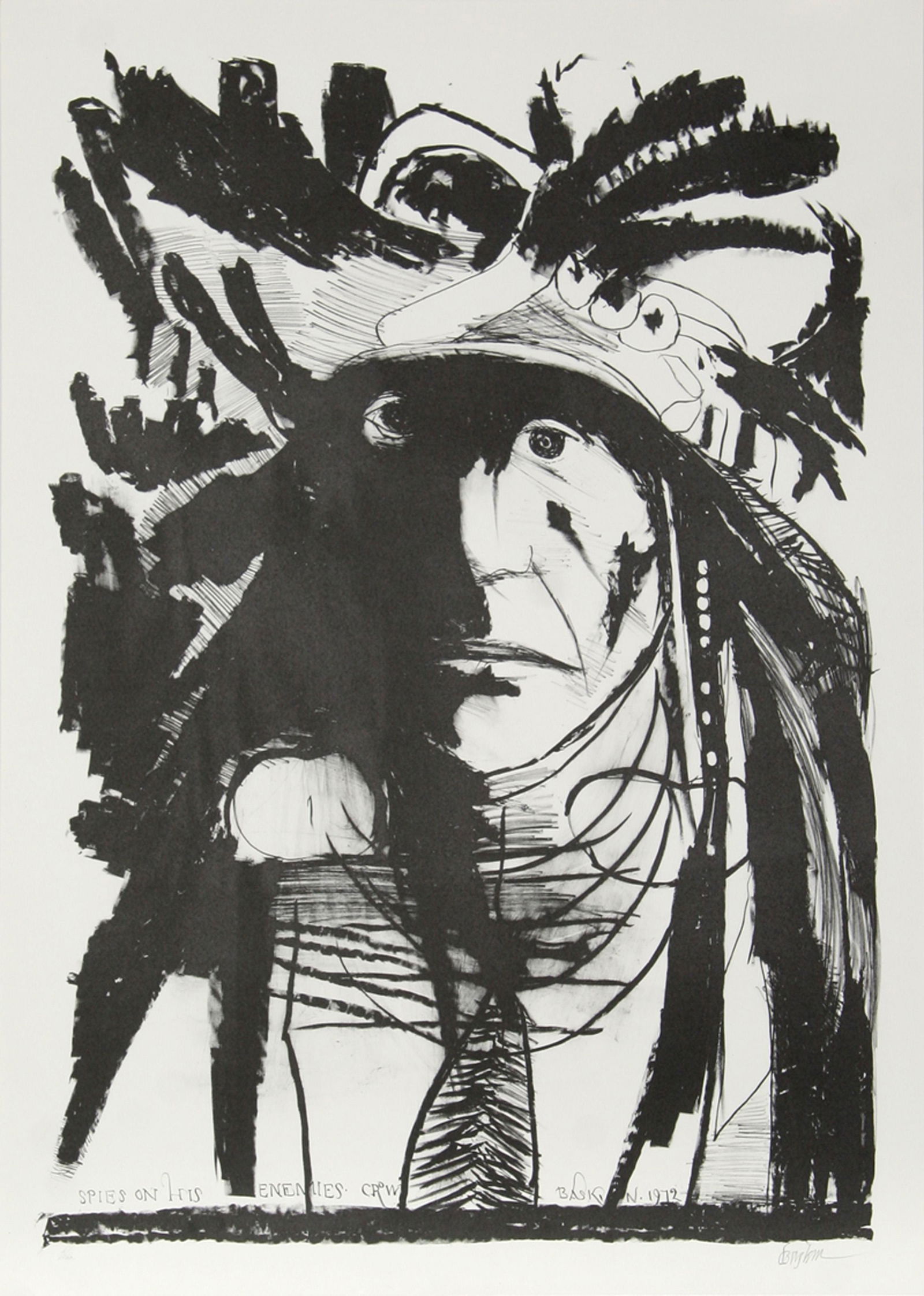 Leonard Baskin, Spies on his Enemies - Crow, Lithograph (1 of 1)