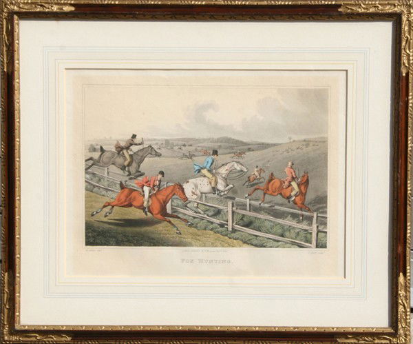 Henry Thomas Alken, Fox Hunting, Hand Colored Etchin: Artist: Henry Thomas Alken, British (1785 - 1851) Title: Fox Hunting Year: circa 1850 Medium: Hand Colored Etching Image Size: 8 x 10 inches Size: 16 in. x 19 in. (40.64 cm x 48.26 cm)