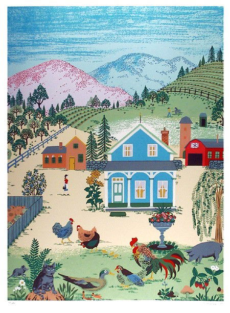 Jack Hofflander, Barnyard II, Serigraph: Artist: Jack Hofflander, American (1920 - 2003) Title: Barnyard II Year: 1979 Medium: Serigraph, signed in pencil Edition: HC Size: 34 in. x 26 in. (86.36 cm x 66.04 cm)