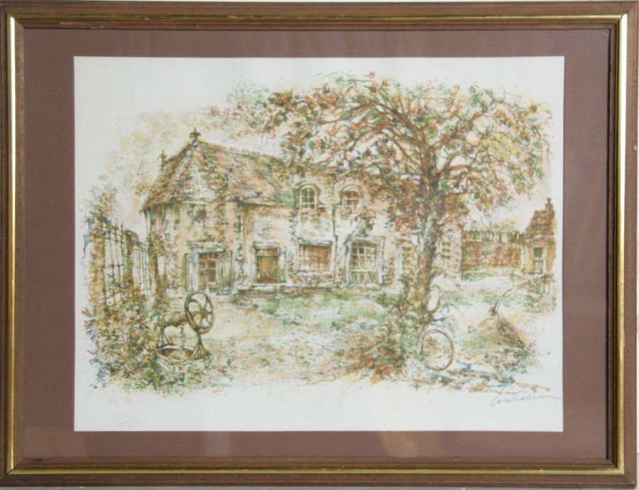Daniel Louradour, Pastoral Landscape, Lithograph: Artist: Daniel Louradour Title: untitled Year: circa 1975 Medium: Lithograph, Signed and Numbered in Pencil Edition: 160/175 Size: 14.5 in. x 19 in. (36.83 cm x 48.26 cm) Frame Size: 19 x 25 inches