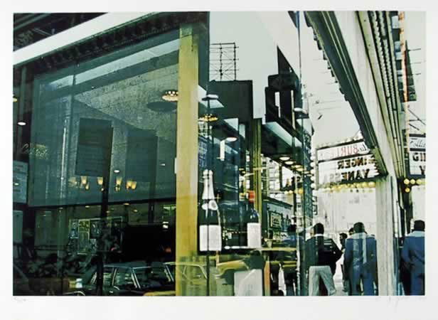 C.J. Yao, Liquor Store Reflection, Silkscreen: Artist: C.J. Yao (1941 - 2001) Title: Liquor Store Reflection Year: 1981 Medium: Silkscreen, Signed and numbered in pencil Edition: 250 Size: 22 in. x 30 in. (55.88 cm x 76.2 cm)