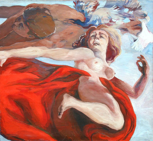 Jack Youngerman, Oil Painting: Artist: Jack Youngerman, American (1926 - ) Title: Untitled Year: 1951 Medium: Oil on Canvas, signed and dated verso Size: 46 in. x 50 in. (116.84 cm x 127 cm)