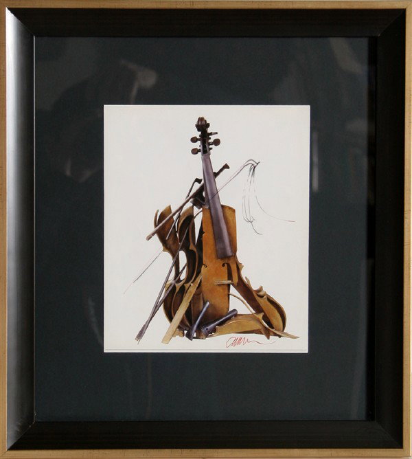 Arman, Violin 3, Marker Drawing on Print: Artist: Arman, French (1929 - 2005) Title: Violin 3 Year: circa 1985 Medium: Marker Drawing on Print, signed l.r. Size: 10 in. x 8 in. (25.4 cm x 20.32 cm) Frame Size: 18 x 16 inches