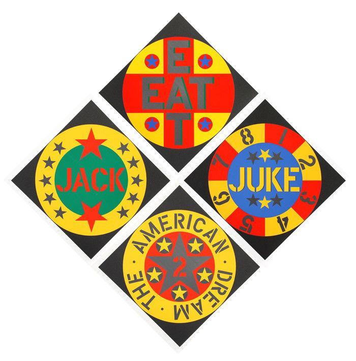 Robert Indiana, The American Dream #2 Suite, Four: Artist: Robert Indiana, American (1928 - ) Title: The American Dream #2 Suite Year: 1982 Medium: Four Serigraphs, each signed and numbered in pencil Edition: 72/100 Size: 27 in. x 27 in. (68.58 cm x 6