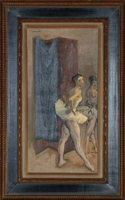 Moses Soyer, Ballerina, Oil Painting: Artist: Moses Soyer, American (1899 - 1974) Title: Ballerina Year: circa 1945 Medium: Oil on Canvas Size: 20 in. x 12 in. (50.8 cm x 30.48 cm)