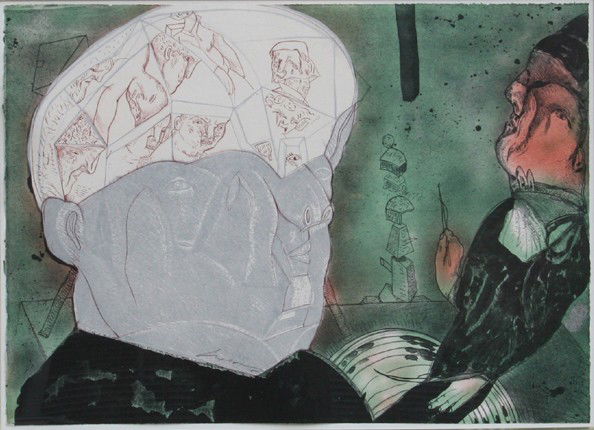 Jose Luis Cuevas, MacBeth, Lithograph with Collage: Artist: Jose Luis Cuevas, Mexican (1934 - ) Title: MacBeth Year: Circa 1989 Medium: Lithograph with Collage, signed and numbered in pencil Edition: 110 Size: 24 in. x 33.5 in. (60.96 cm x 85.09 cm)