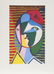 93: Pablo Picasso, Visage de Femme sur Fond Raye, 9-B,