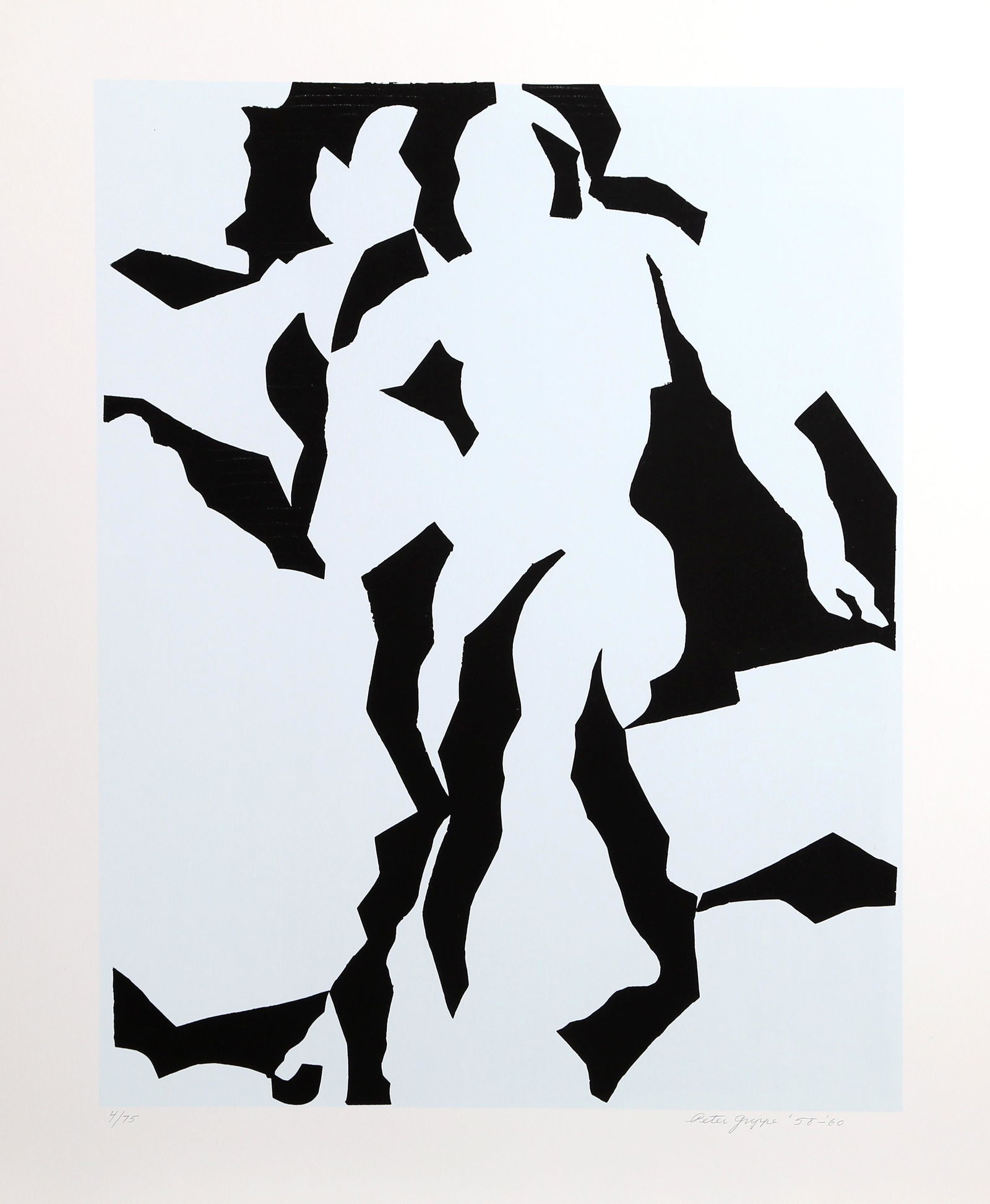 Peter Grippe, Positive 2, Screenprint: Artist: Peter Grippe, American (1912 - 2002) Title: Positive 2 Year: 1960 Medium: Screenprint, signed and numbered in pencil Edition: 4/75 Image Size: 26 x 20.25 inches Size: 34 x 28.5 in. (86.36 x 72