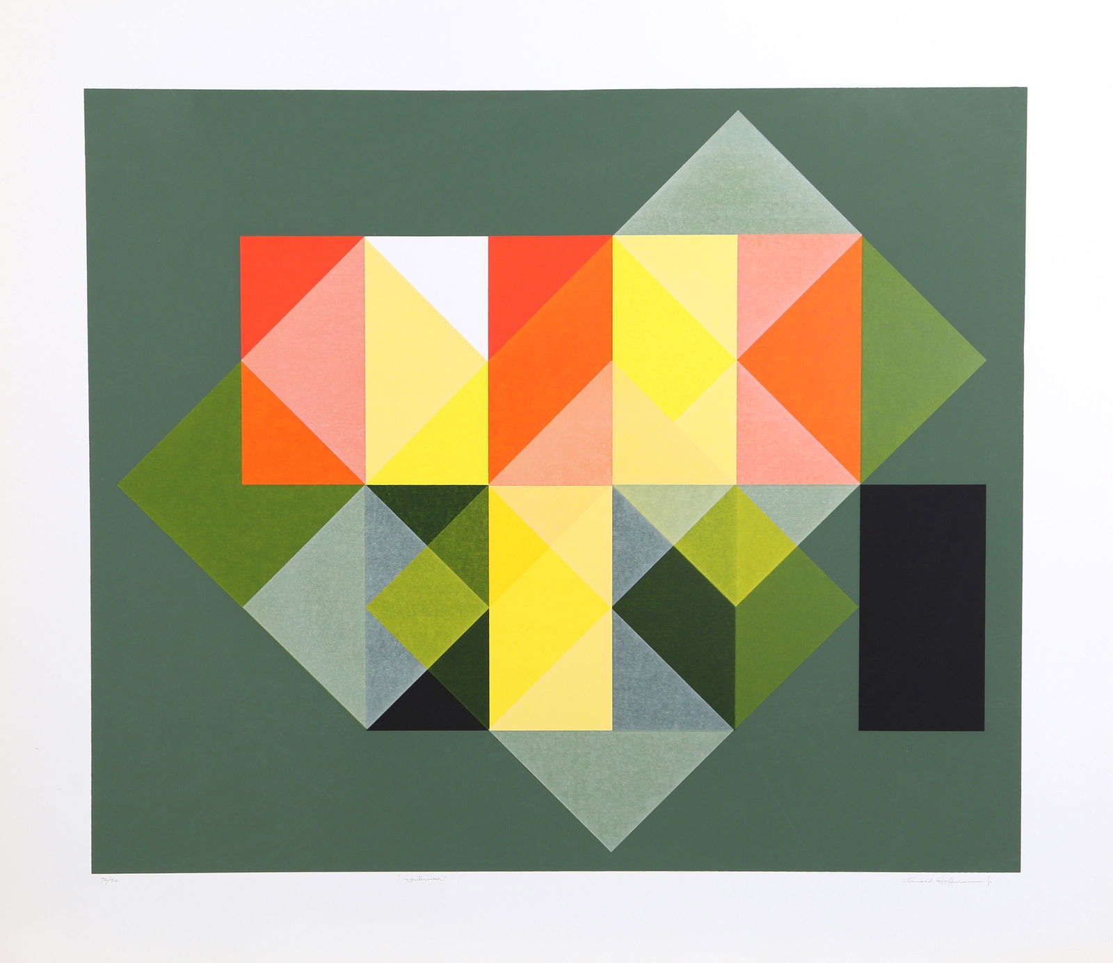 Arnold Hoffmann, Jr., Intermesh, Silkscreen: Artist: Arnold Hoffmann, Jr., American (1915 - 1991) Title: Intermesh Year: circa 1970 Medium: Silkscreen, signed and numbered in pencil Edition: 90 Image Size: 25 x 30 inches Size: 32 x 37 in. (81.28