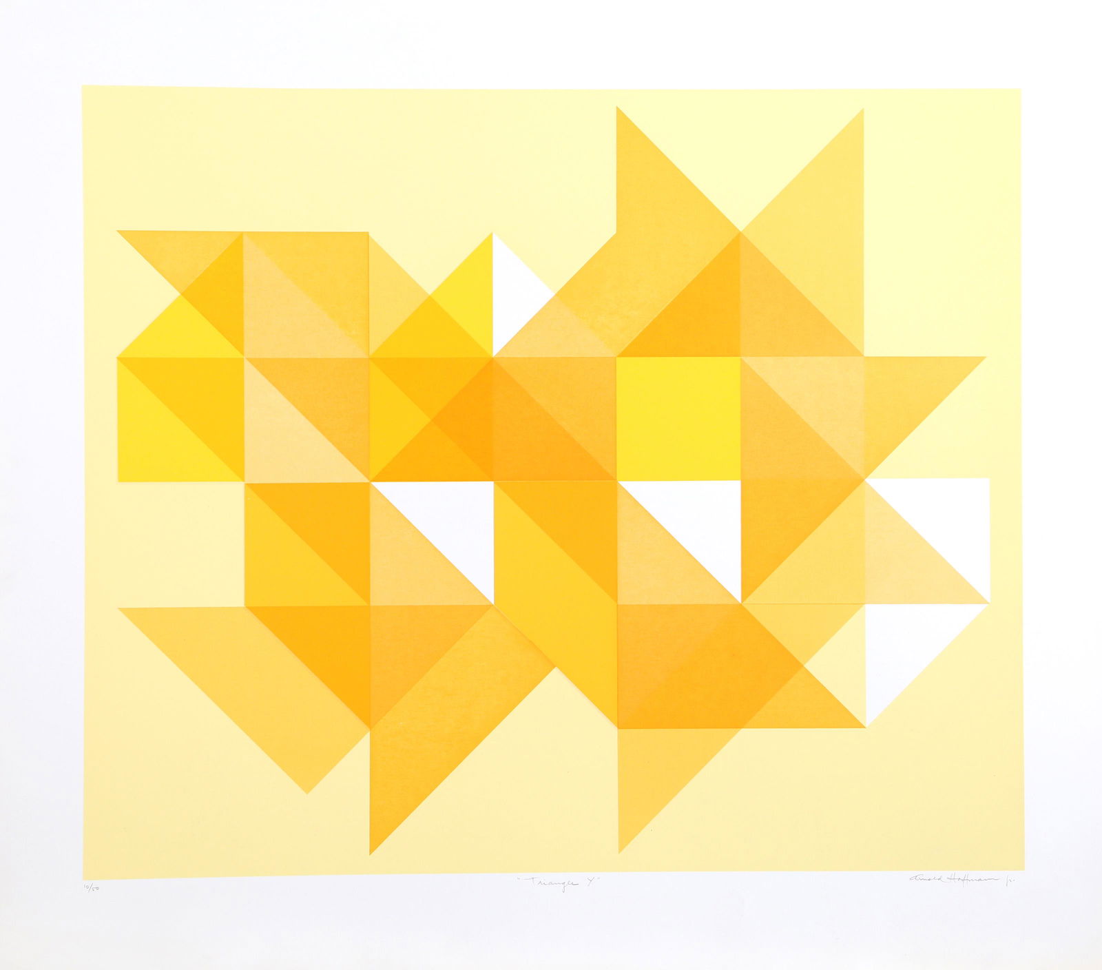 Arnold Hoffmann, Jr., Triangle Y, Silkscreen: Artist: Arnold Hoffmann, Jr., American (1915 - 1991) Title: Triangle Y Year: circa 1970 Medium: Silkscreen, signed and numbered in pencil Edition: 50 Image Size: 25 x 30 inches Size: 32 x 37 in. (81.2