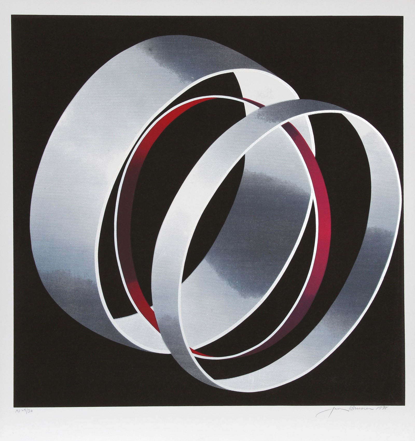 Jack Brusca, USA, Silkscreen: Artist: Jack Brusca, American (1939 - 1993) Title: USA Year: 1978 Medium: Silkscreen, signed and numbered in pencil Edition: 200, AP 30 Image Size: 24 x 24 inches Size: 28 in. x 26 in. (71.12 cm x 66.