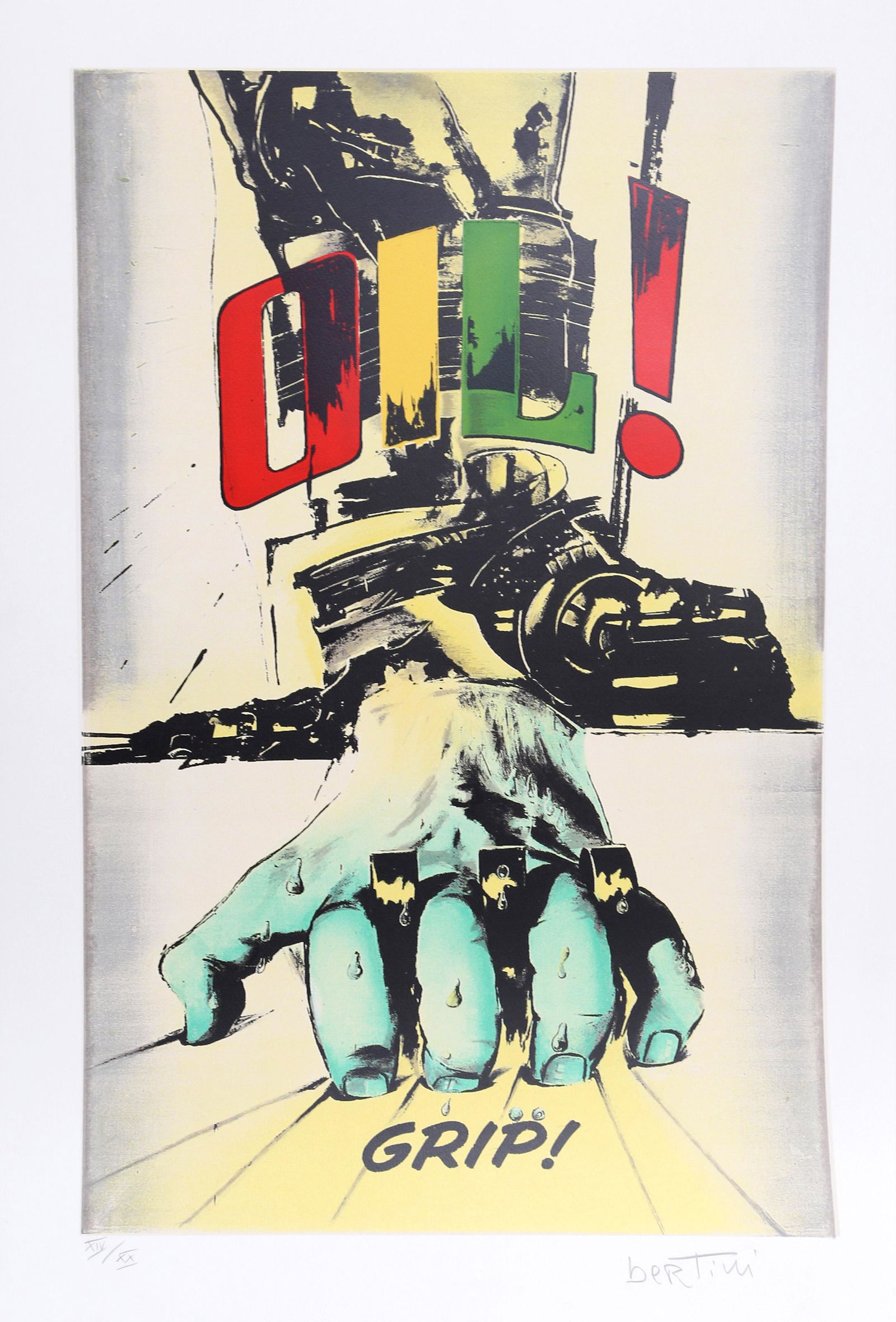 Gianni Bertini, Grip, Silkscreen: Artist: Gianni Bertini, Italian (1922 - 2010) Title: Grip Year: 2002 Medium: Silkscreen, signed and numbered in pencil Edition: XIV/XX Image Size: 37 x 24 inches Size: 43.5 x 30 in. (110.49 x 76.2 cm)