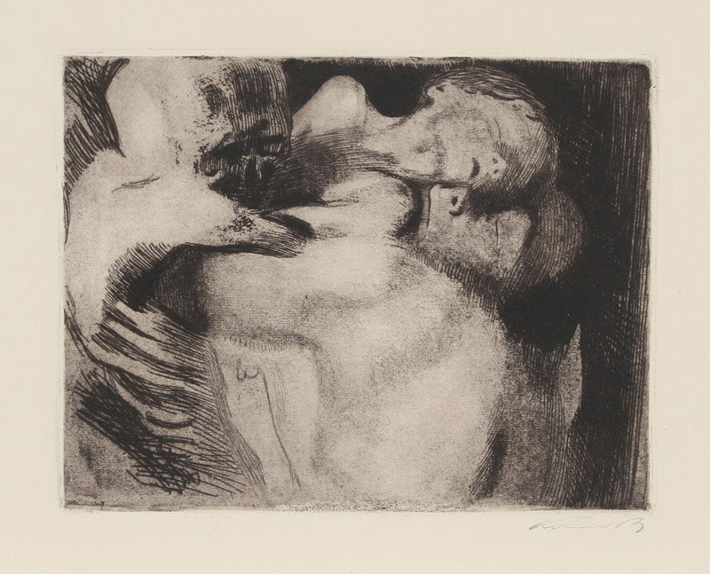 Kathe Kollwitz, I, Etching: Artist: Kathe Kollwitz, German (1867 - 1945) Title: Untitled - I Medium: Etching Image Size: 8.75 x 11 inches Size: 14 in. x 17 in. (35.56 cm x 43.18 cm)