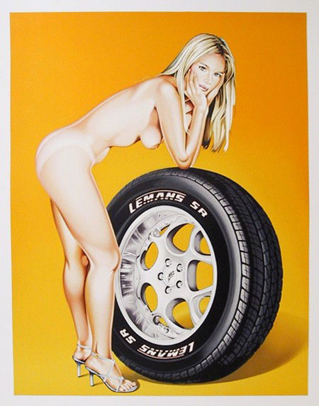 Mel Ramos, Tyra Tyre, Lithograph: Artist: Mel Ramos, American (1935 - ) Title: Tyra Tyre Year: 2004 Medium: Lithograph, Signed and numbered in pencil Edition: 199 Size: 30 in. x 22 in. (76.2 cm x 55.88 cm)