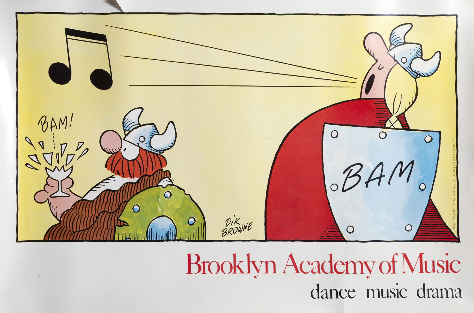 Dik Browne, Brooklyn Academy of Music, Poster: Artist: Dik Browne, American (1917 - 1989) Title: Brooklyn Academy of Music Portfolio: Year: 1981 Medium: Poster Edition: Image Size: Size: 24 x 36 in. (60.96 x 91.44 cm)