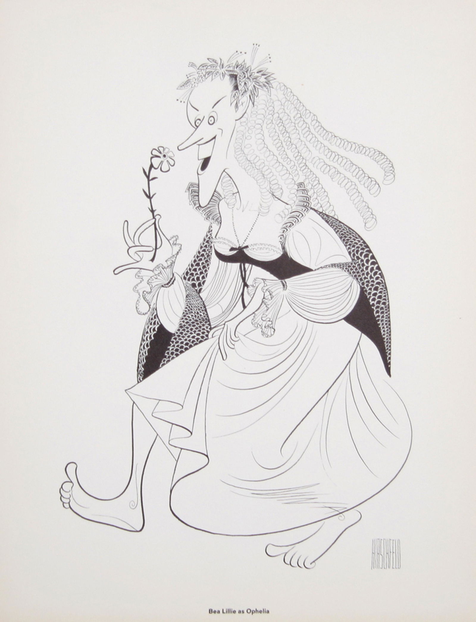 Al Hirschfeld, Bea Lillie as Ophelia, Lithograph (1 of 1)
