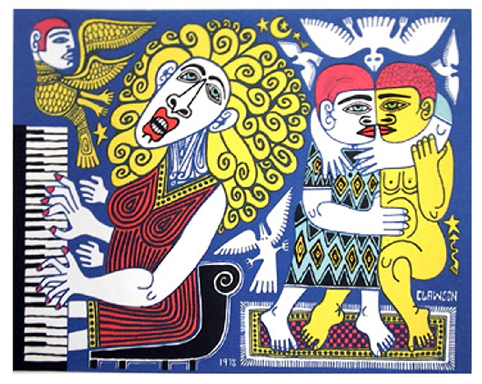 Rex Clawson, Piano Player, silkscreen: Artist: Rex Clawson, American (1929 - 2007) Title: Piano Player Portfolio: Year: 1978 Medium: silkscreen, signed and numbered in pencil Edition: 150 Image Size: Size: 22 in. x 30 in. (55.88 cm x 76.2