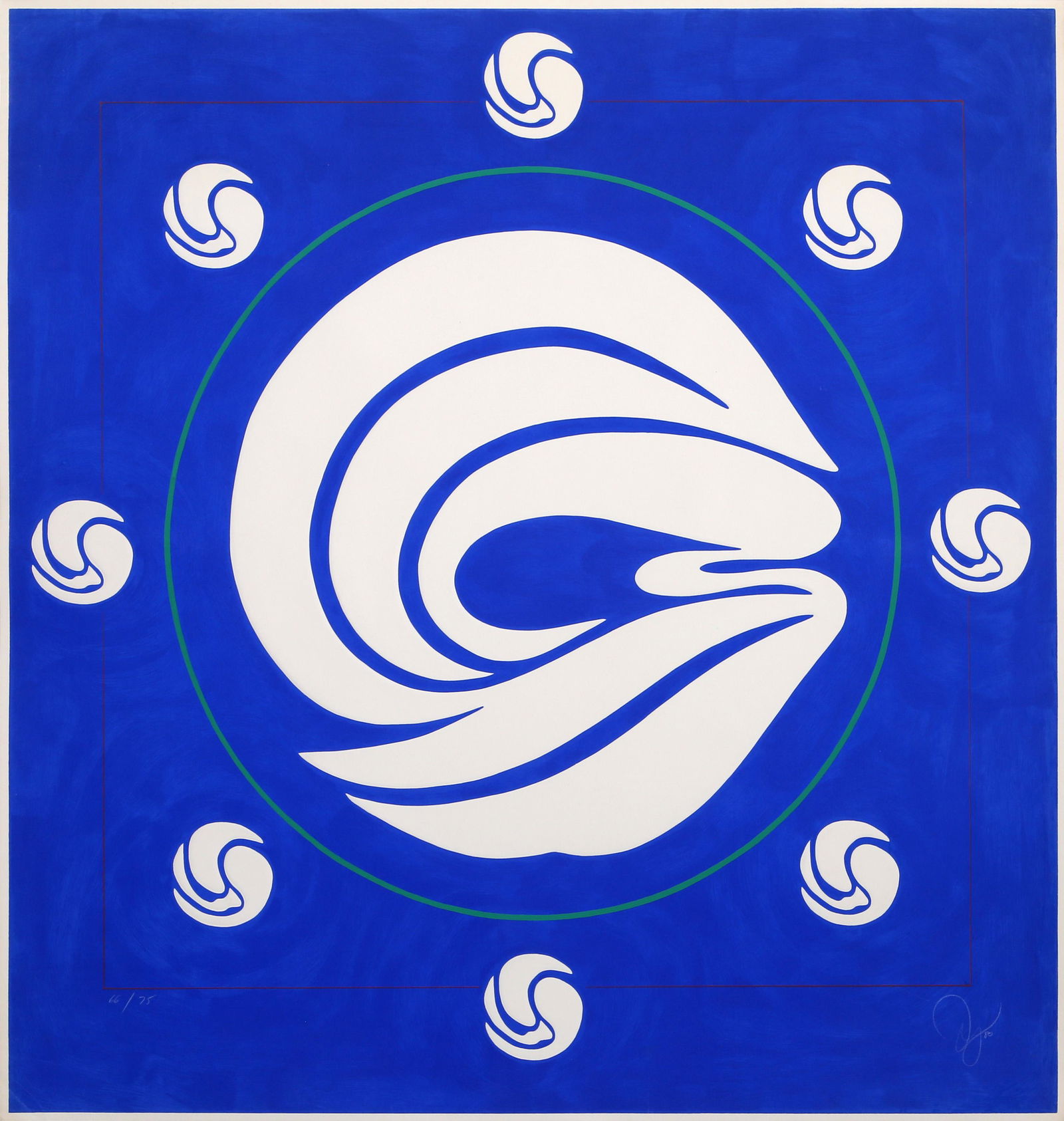 Jack Youngerman, Mandala, Silkscreen, Pochoir and Intaglio on Arches Paper: Artist: Jack Youngerman, American (1926 - 2020) Title: Mandala Year: 1980 Medium: Silkscreen, Pochoir and Intaglio on Arches Paper, signed and numbered in pencil Edition: 75 Size: 36.5 in. x 35.5 in.