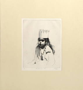 Sheldon 'Shelly' Fink, The Paper Crown 2, Etching on paper: Artist: Sheldon 'Shelly' Fink, American (1925 - 2002) Title: The Paper Crown 2 Year: 1965 Medium: Etching on paper, signed, numbered and titled in pencil Edition: 1/40 Image Size: 9.5 x 7.5 inches Siz