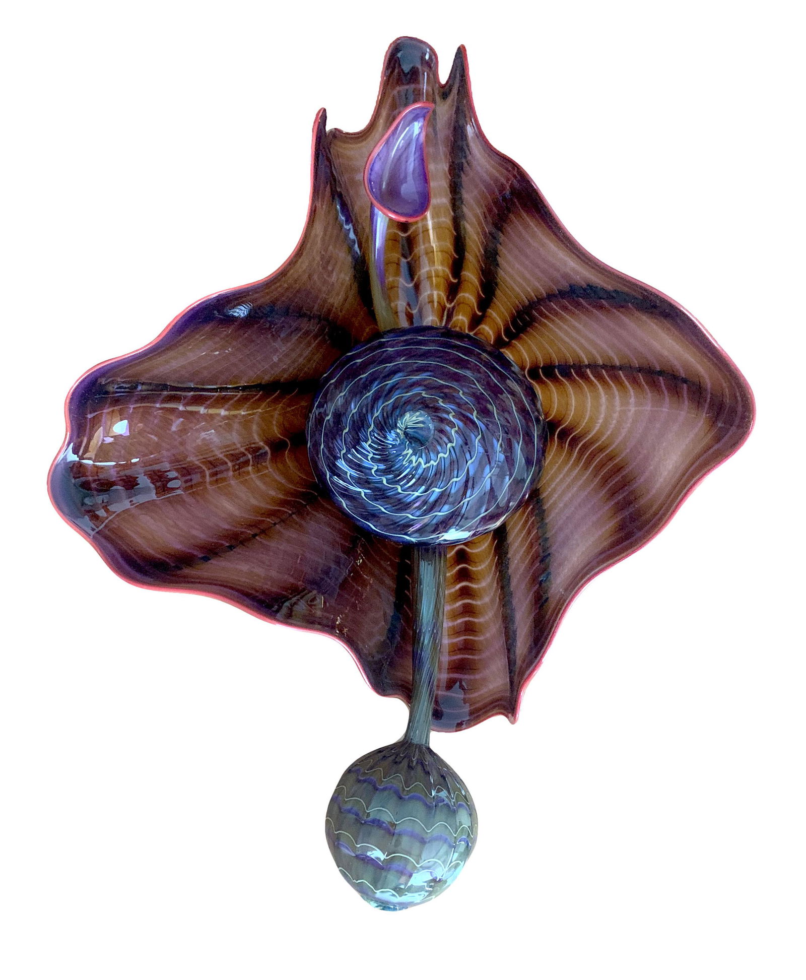 Dale Chihuly, Bishop's Violet Persian Set with Red Lip Wraps, Hand-Blown Glass Sculpture (1 of 5)