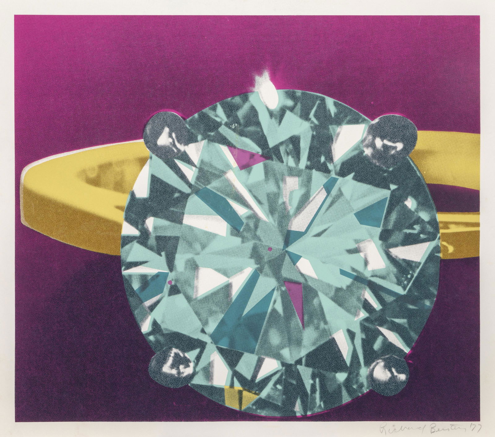 Richard Bernstein, Diamond Ring, Screenprint: Artist: Richard Bernstein, American (1939 - 2002) Title: Diamond Ring Year: 1978 Medium: Screenprint, signed and numbered in pencil Edition: 200, AP 30 Size: 26 in. x 30.5 in. (66.04 cm x 77.47 cm) Pr