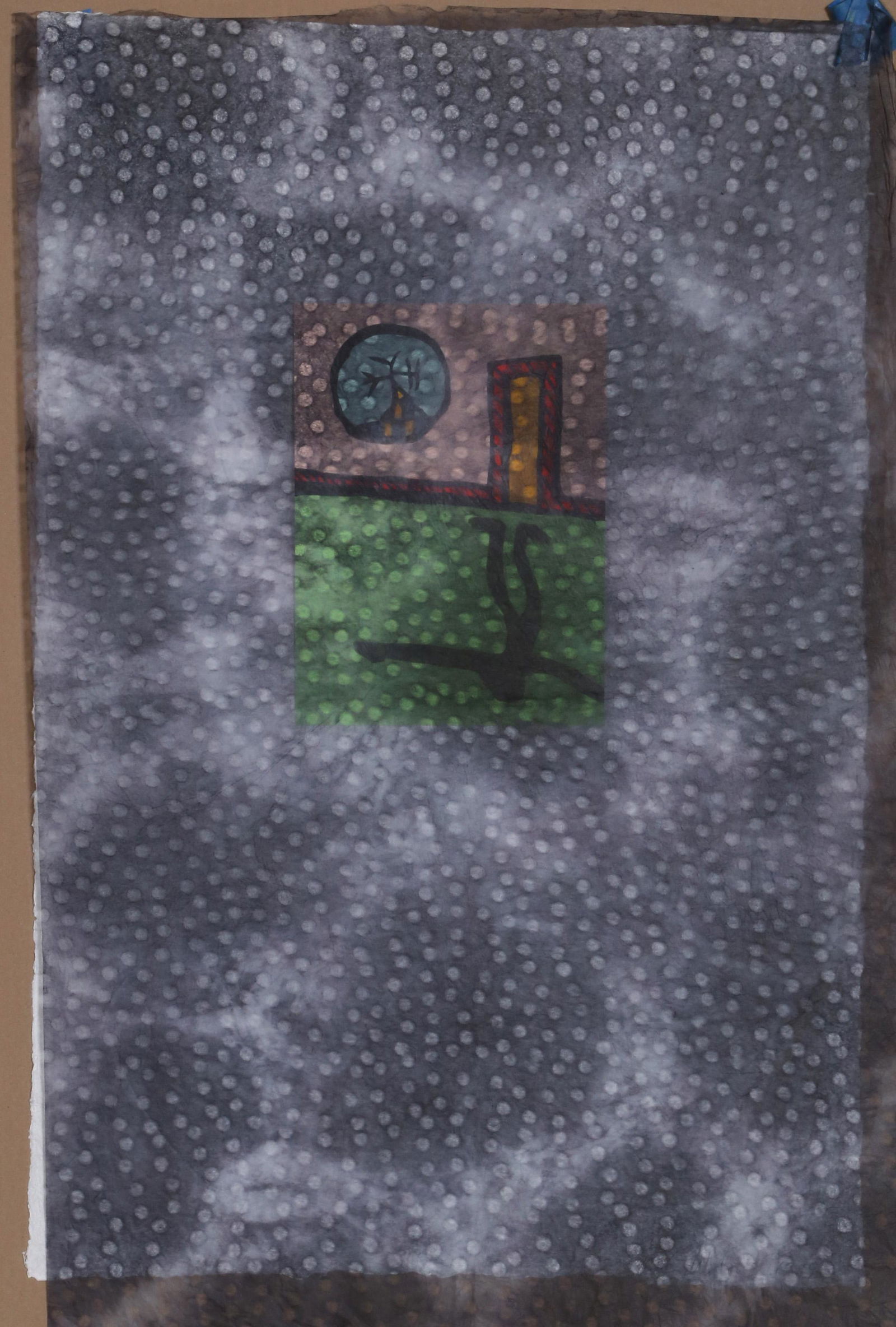 Robin Winters, Mandible, Linocut with gauzy paper overlay: Artist: Robin Winters, American (1950 - ) Title: Mandible Year: 1989 Medium: Linocut with gauzy paper overlay, signed and numbered in pencil Edition: 7/22 Size: 36 x 25 in. (91.44 x 63.5 cm)