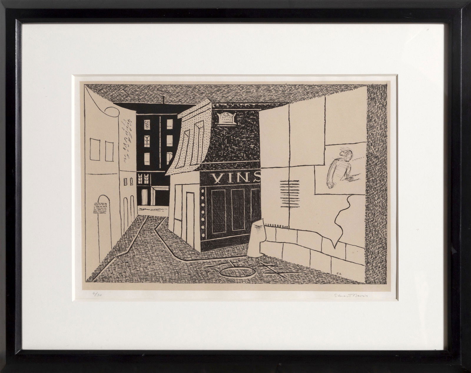 Stuart Davis, Rue des Rats, Lithograph: Artist: Stuart Davis, American (1892 - 1964) Title: Rue des Rats Year: 1928 Medium: Lithograph, signed and numbered in pencil Edition: 6/30 Image Size: 10.5 x 15 inches Size: 14.25 x 21.5 in. (36.2 x