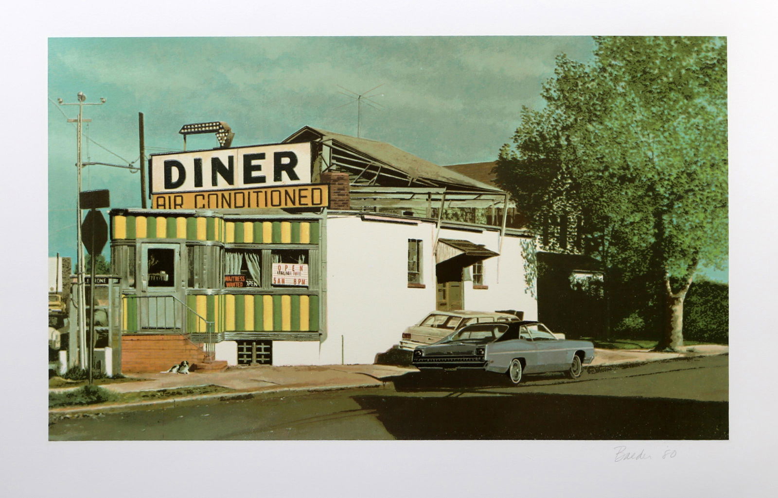 John Baeder, Royal Diner: Artist: John Baeder, American (1938 - ) Title: Royal Diner Year: 1980 Medium: Screenprint, signed and numbered in pencil Edition: 250 Size: 22 in. x 30 in. (55.88 cm x 76.2 cm)